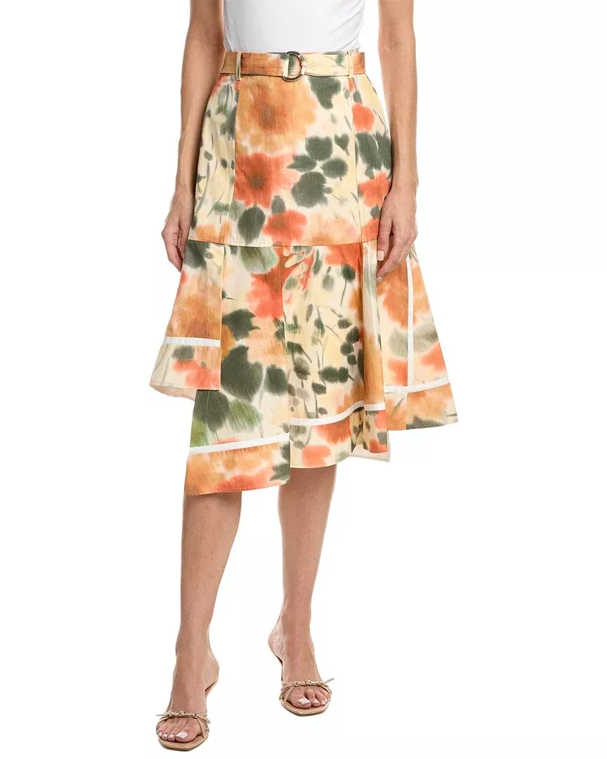 3.1 Phillip Lim Blurred Marigold Asymmetric Panel Skirt