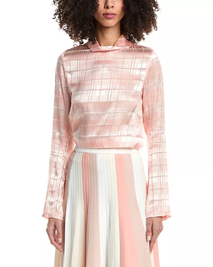 3.1 Phillip Lim Hester Plaid Devore High Neck Silk-Blend Top
