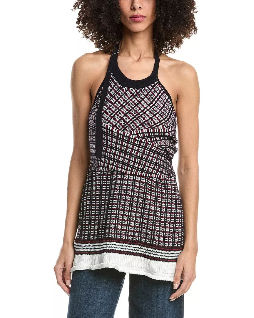3.1 Phillip Lim Plaid Jacquard Back-Tie Halter Top