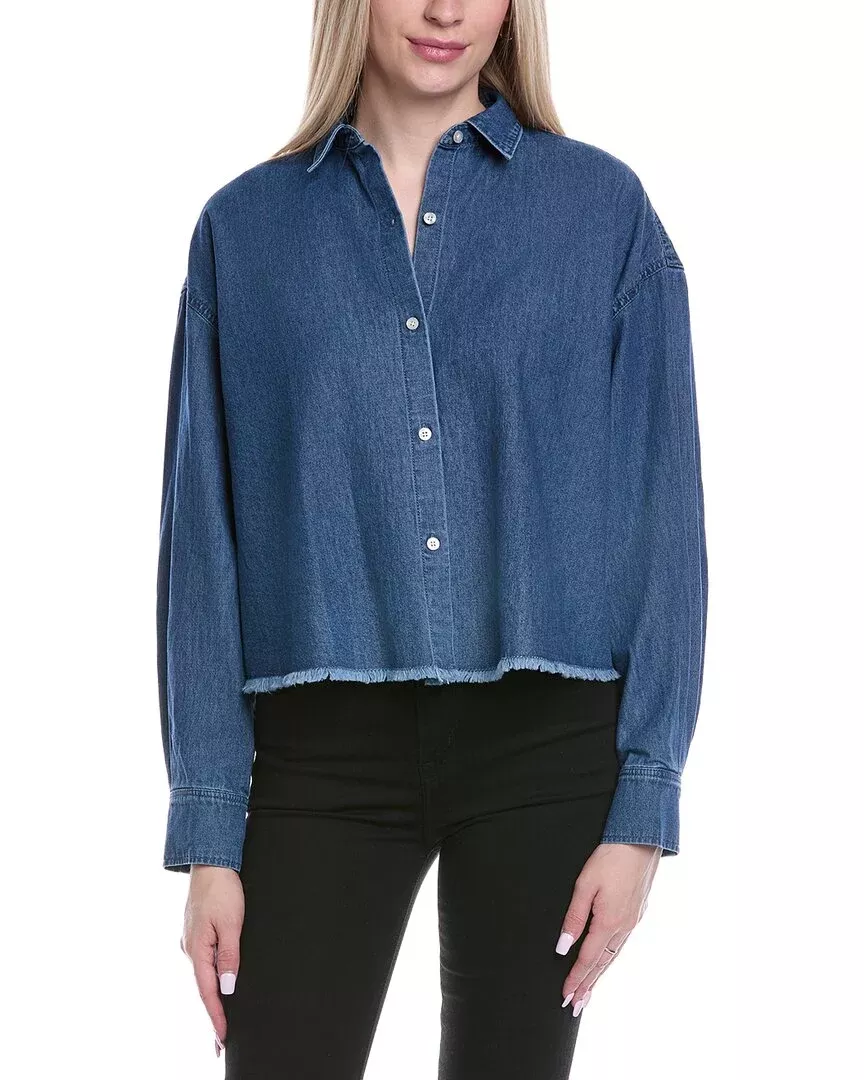 7 For All Mankind Cropped Button-Down Shirt