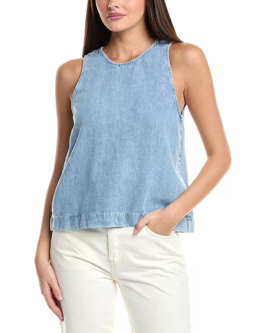 7 For All Mankind Sleeveless Linen-Blend Top