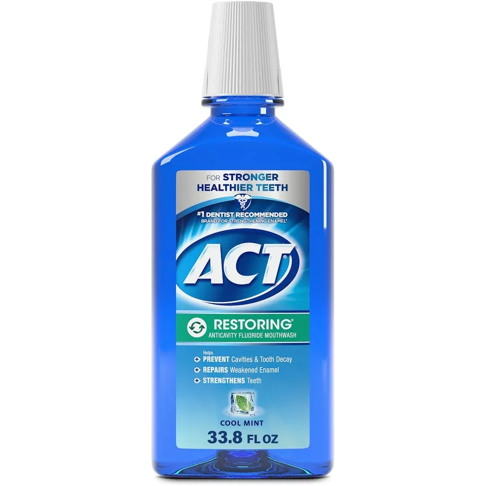 Act Cool Mint Restoring Fluoride Rinse - 33.8 Fl Oz