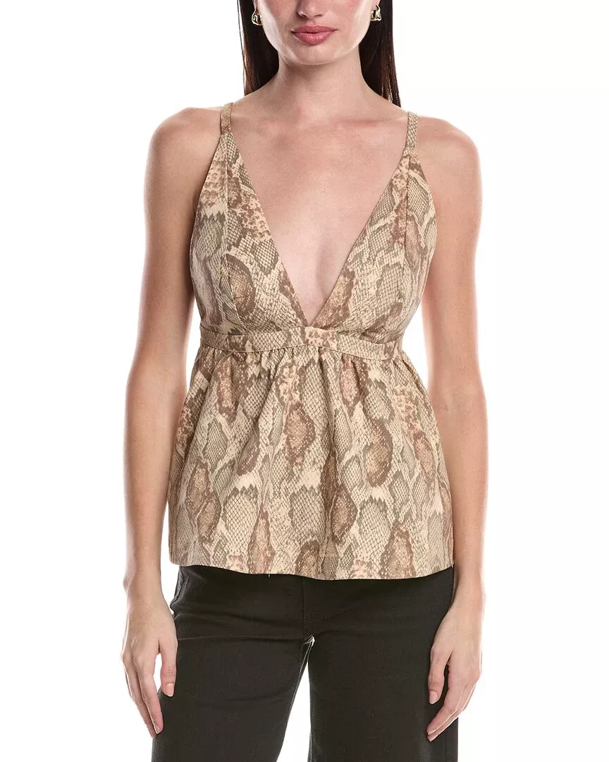 Afrm Declan Deep V-Neckline Peplum Top