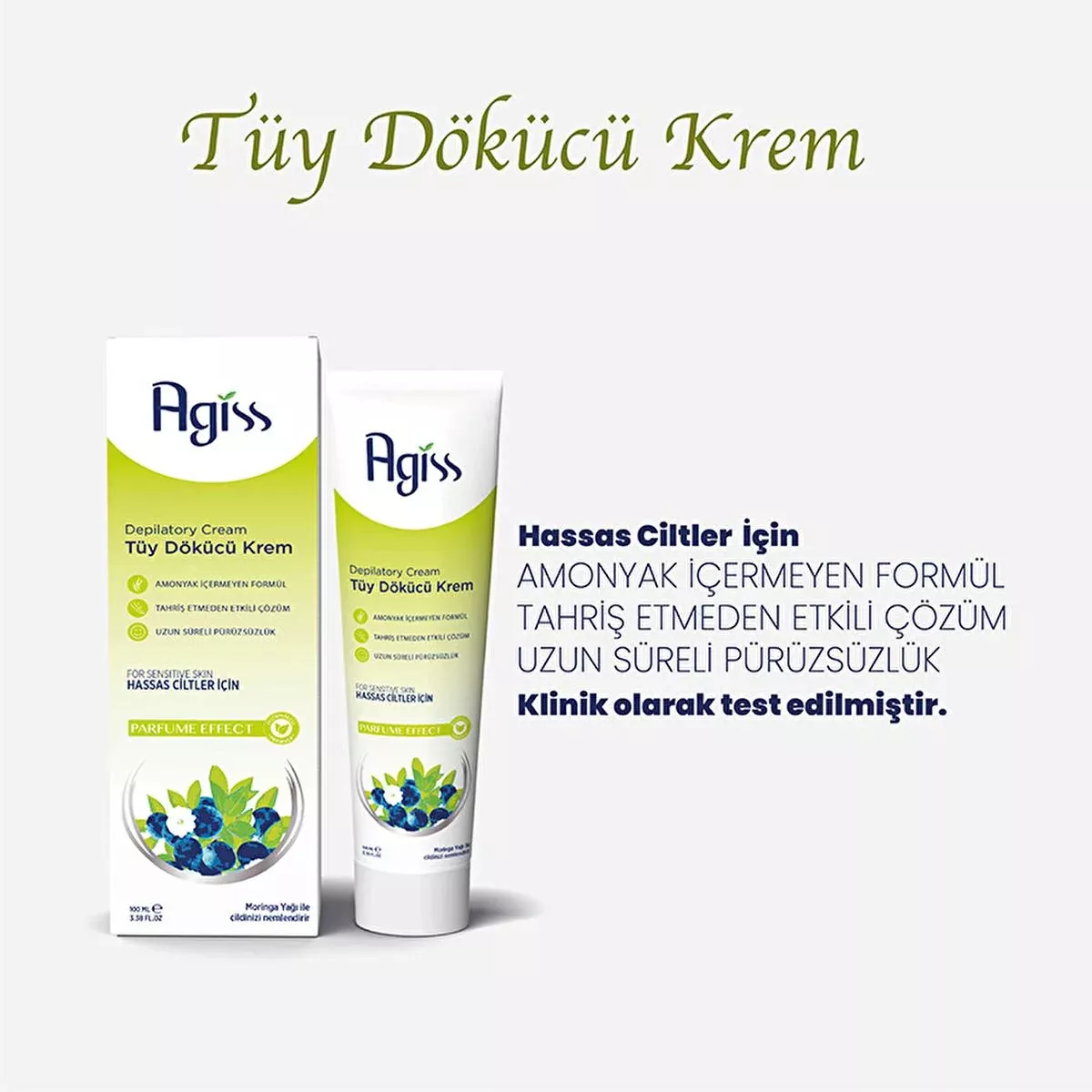 Agiss Hair Removal Cream for Sensitive Skin - 3.38 fl oz, Ammonia-Free, Clinically Tested