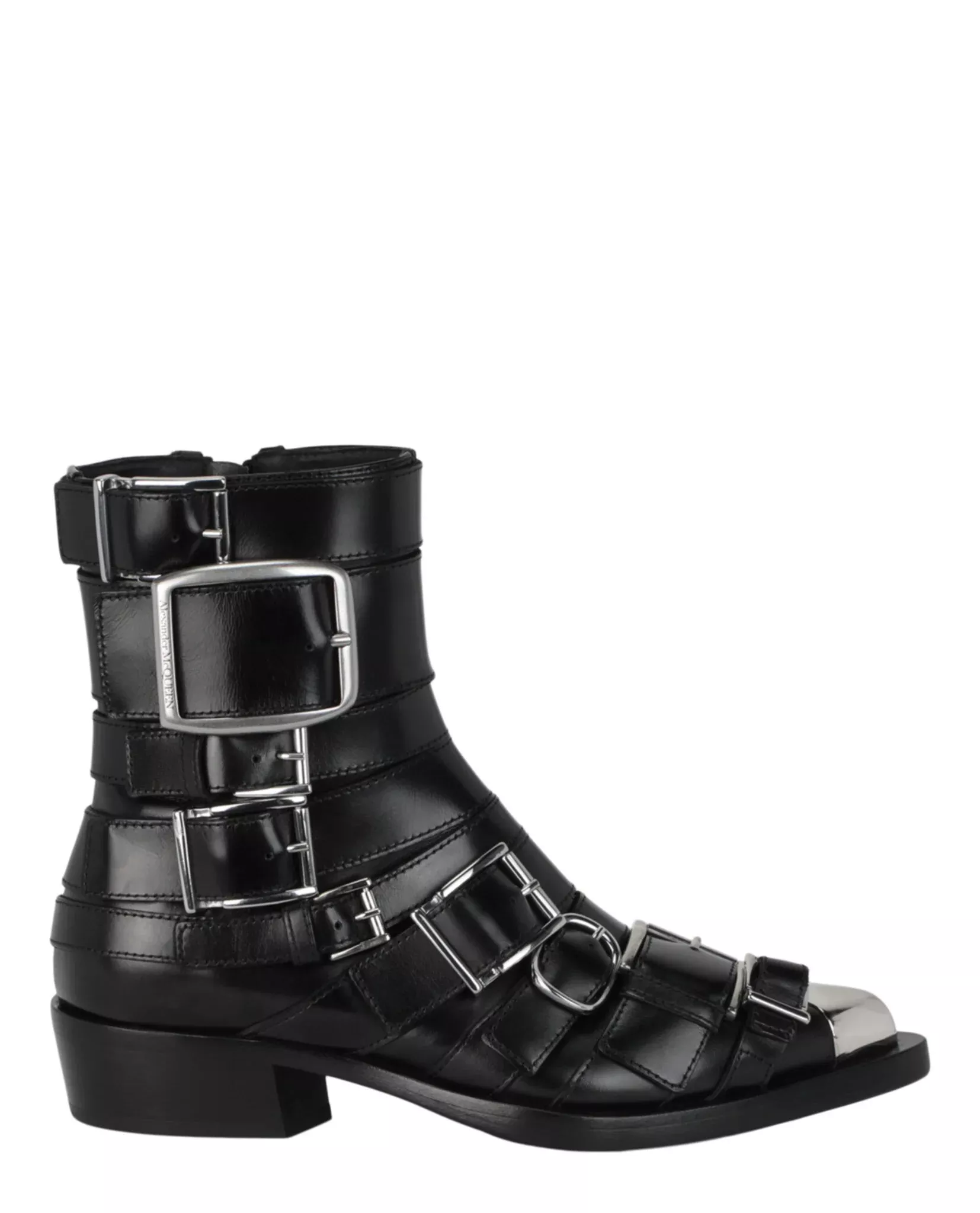 Alexander McQueen Womens Strappy Punk Ankle Boots