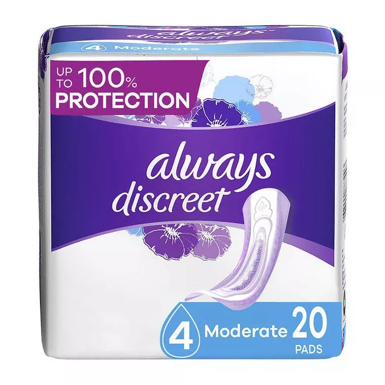 Always Discreet Incontinence Pads, Moderate Absorbency, Regular Length, (3 Packs of 20)