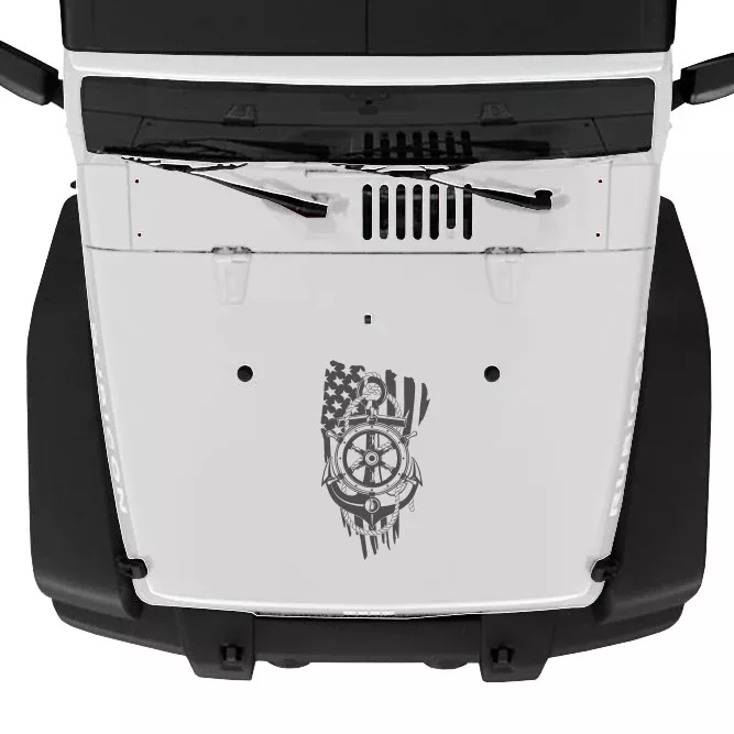 Anchor, Wheel, and Flag Hood Graphic