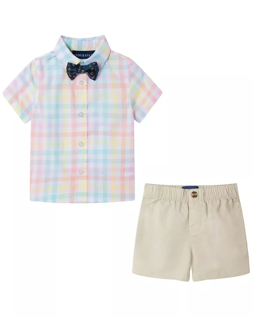 Andy & Evan 4Pc Plaid Suspender Set