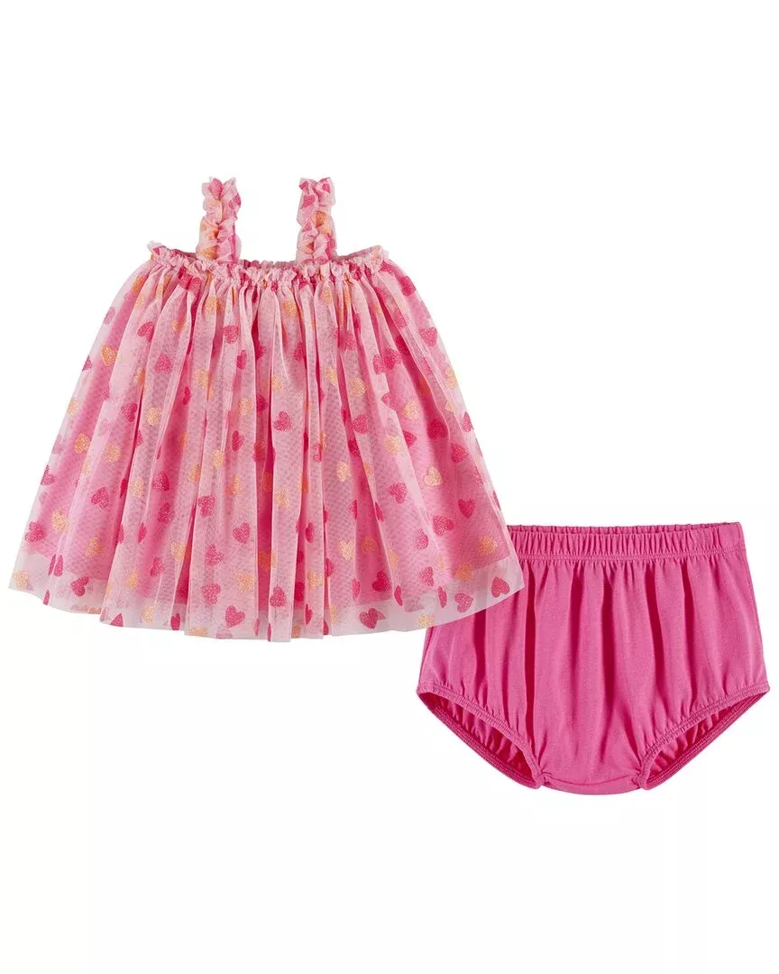 Andy & Evan Heart Glitter Tulle Dress