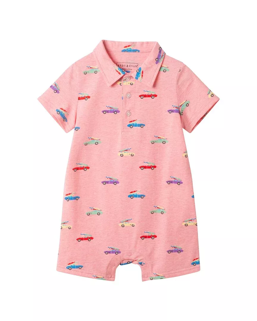 Andy & Evan Printed Polo Romper