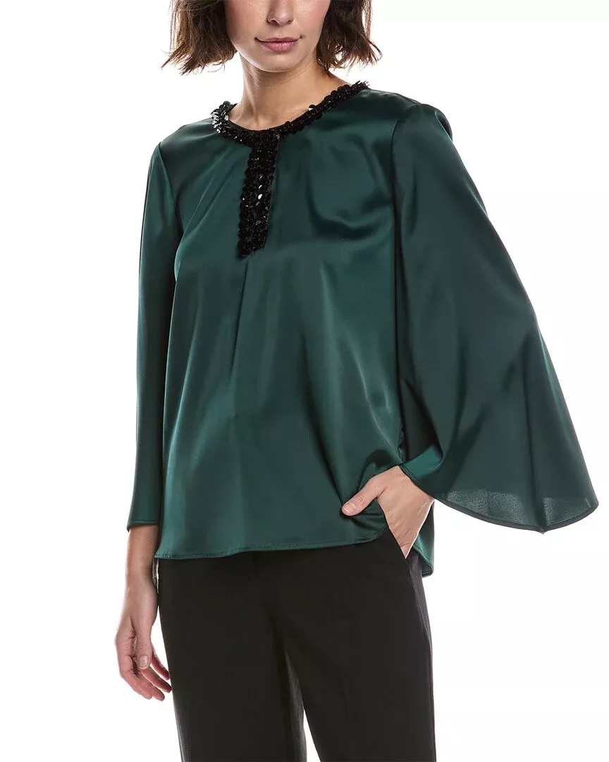 Anne Klein Slit Front Flutter Sleeve Top