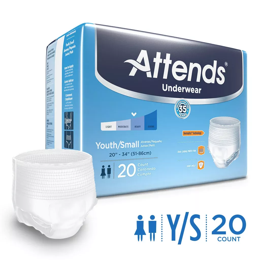 Attends Underwear Youth/Small 20Ct