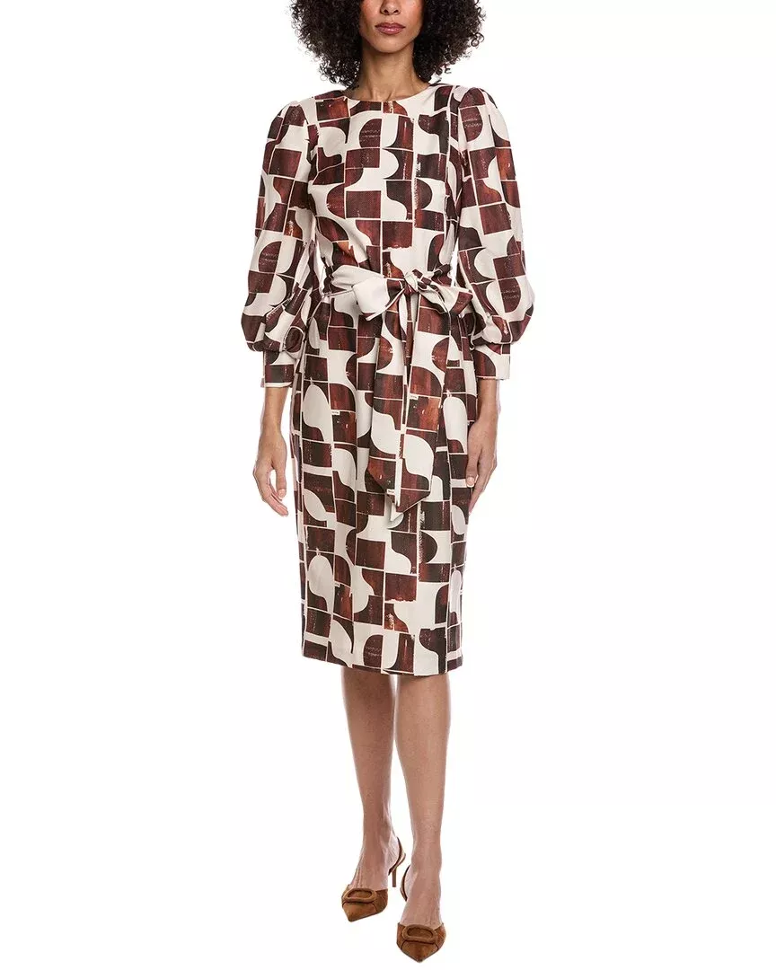 Badgley Mischka Belted Midi Dress
