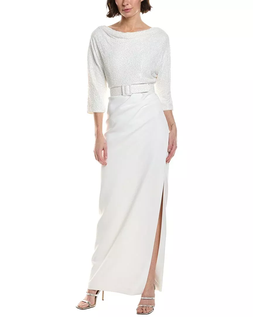 Badgley Mischka Sequin Crepe Gown
