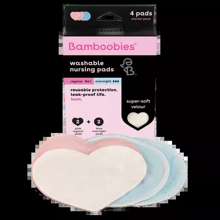 Bamboobies Super Soft Washable Nursing Pads 4 Reusable Pads.