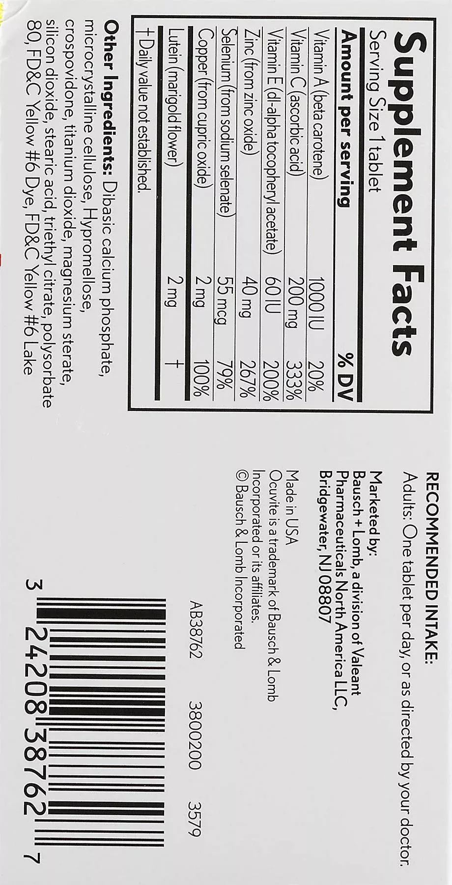 Bausch & Lomb Ocuvite Complete - 2 Pack of 60 Capsules