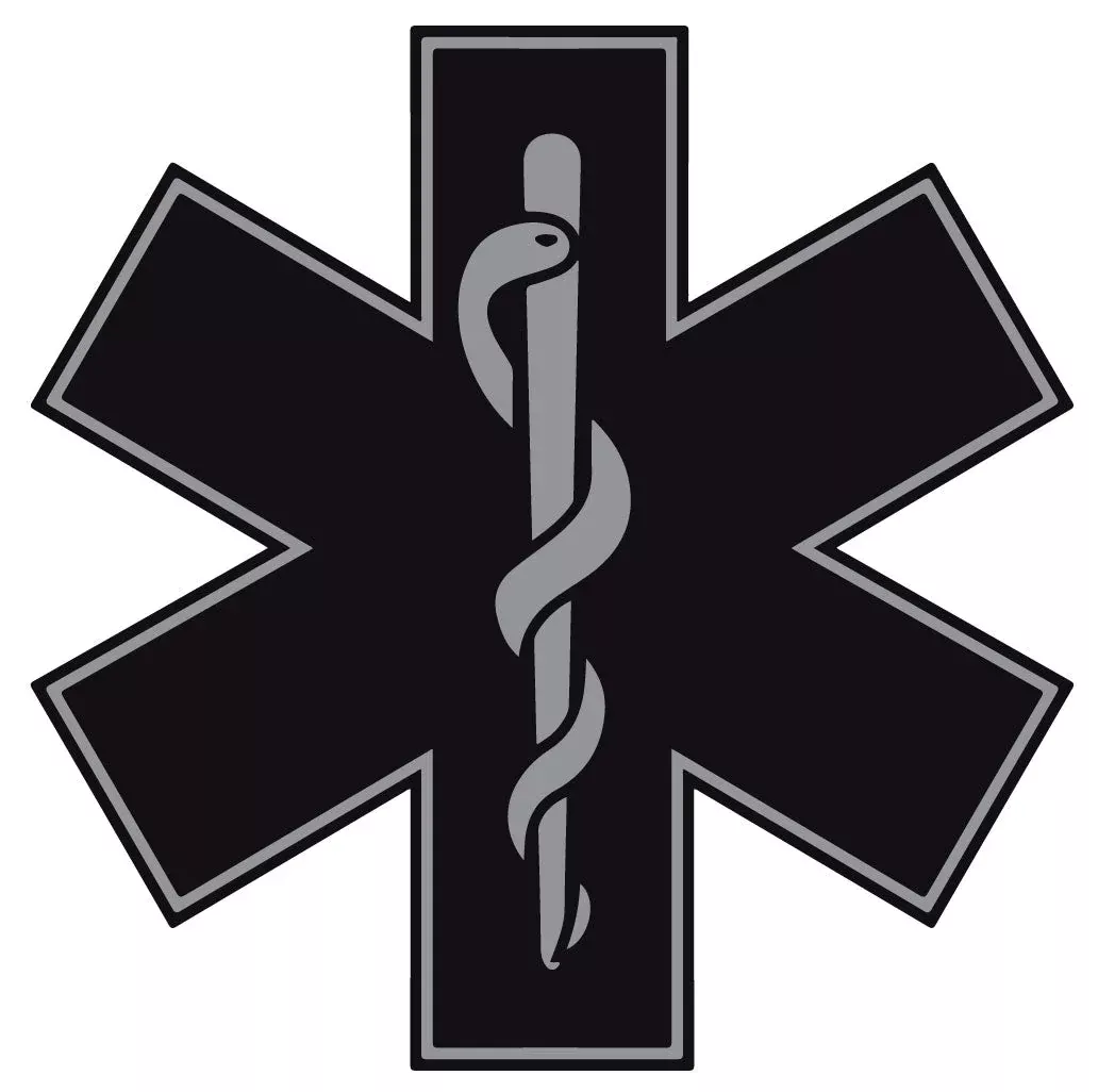 BLACK STAR OF LIFE REFLECTIVE HELMET DECAL