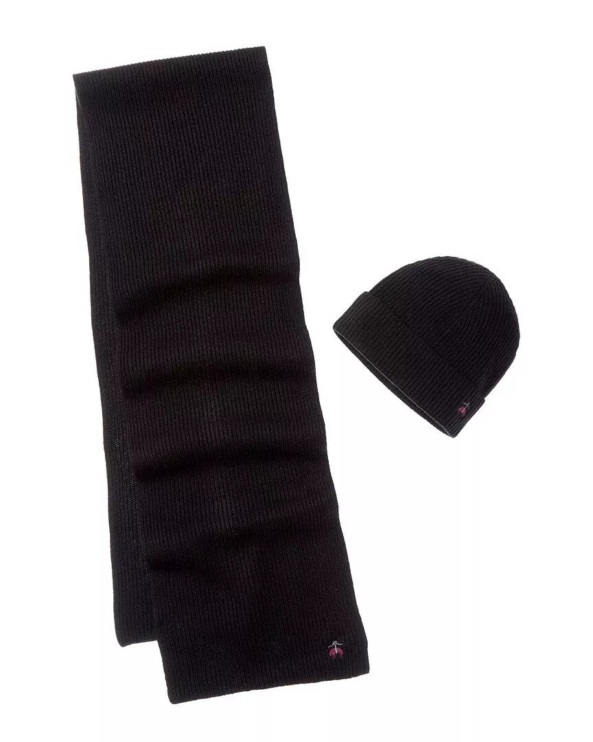 Brooks Brothers 2Pc Wool & Cashmere-Blend Hat & Scarf Set