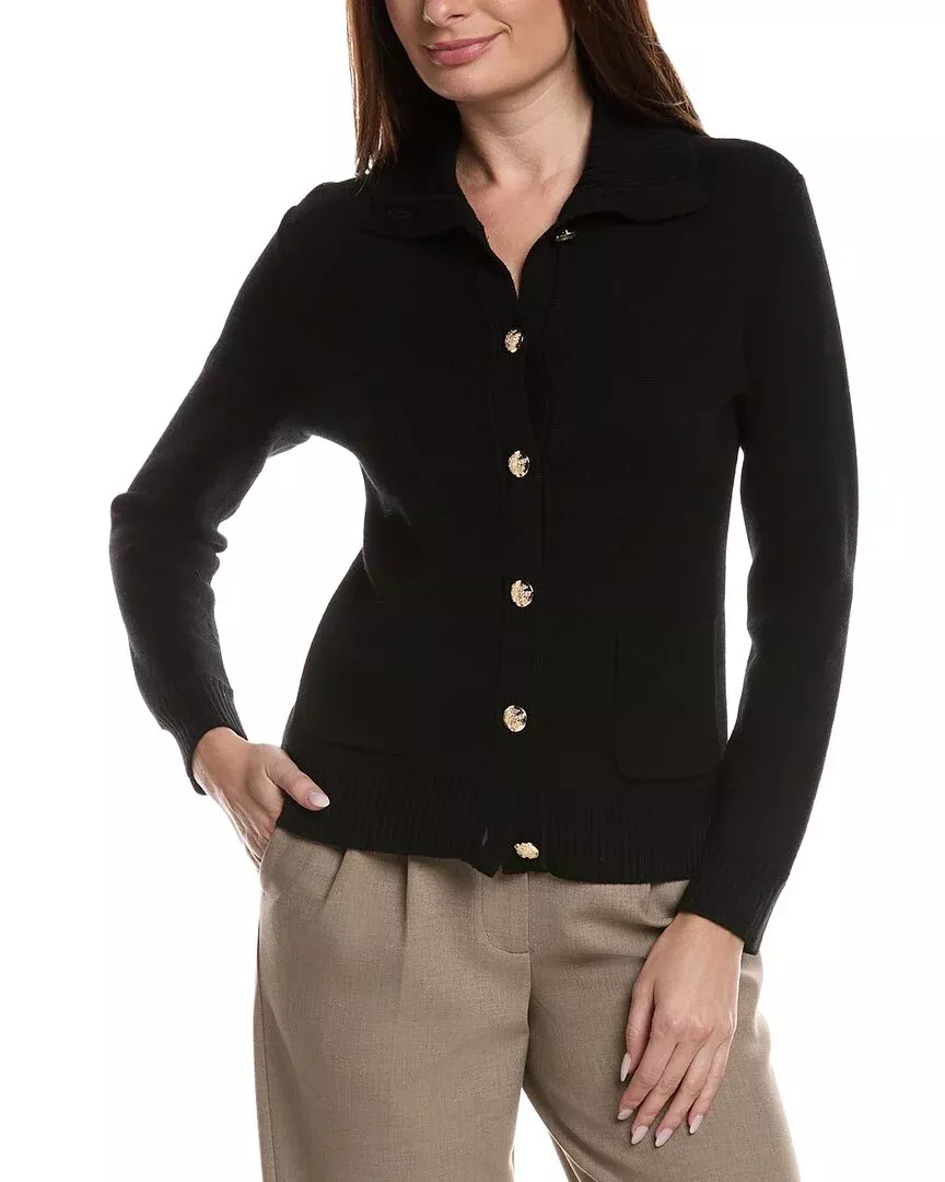 Bruno Magli Merino Wool Epaulet Sweater Jacket