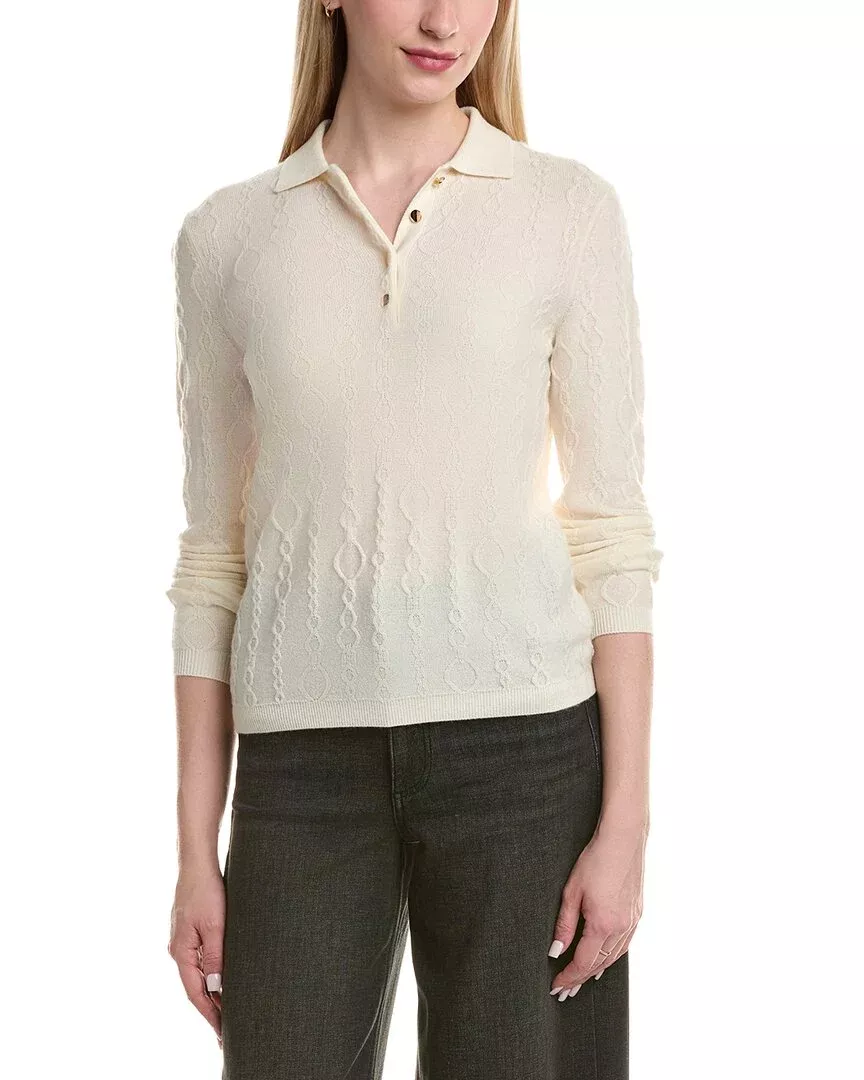 Bruno Magli Modern Cable Wool & Cashmere-Blend Polo Sweater