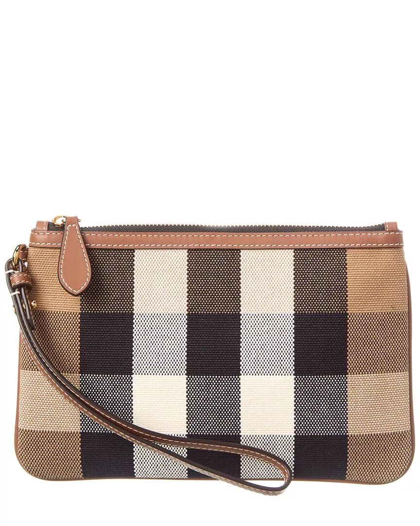 Burberry Check Canvas & Leather Pouch