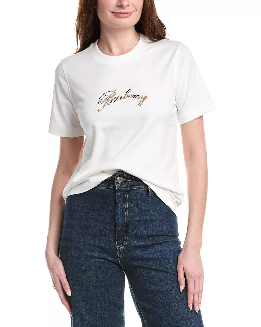 Burberry Check Cursive Logo T-Shirt