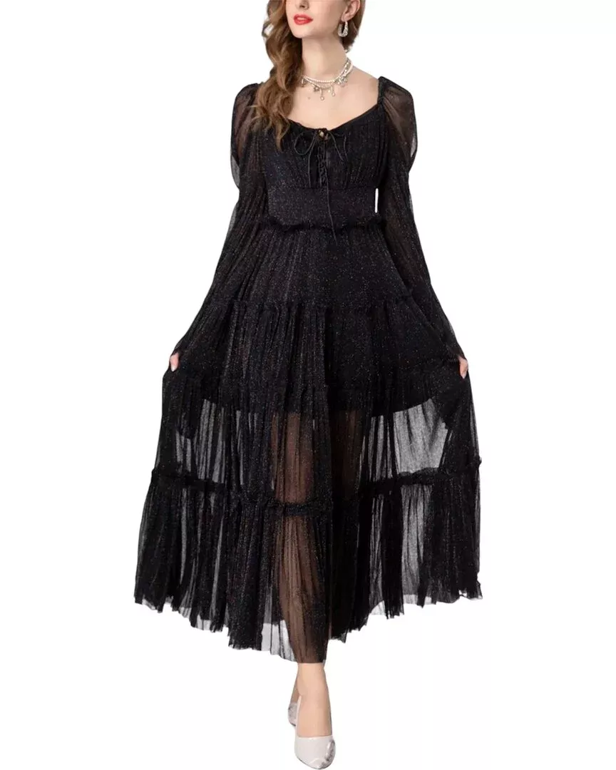 Burryco Black Solid Maxi Dress