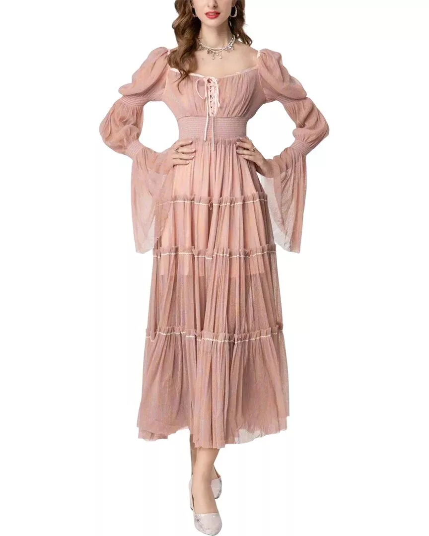 Burryco Pink Solid Maxi Dress