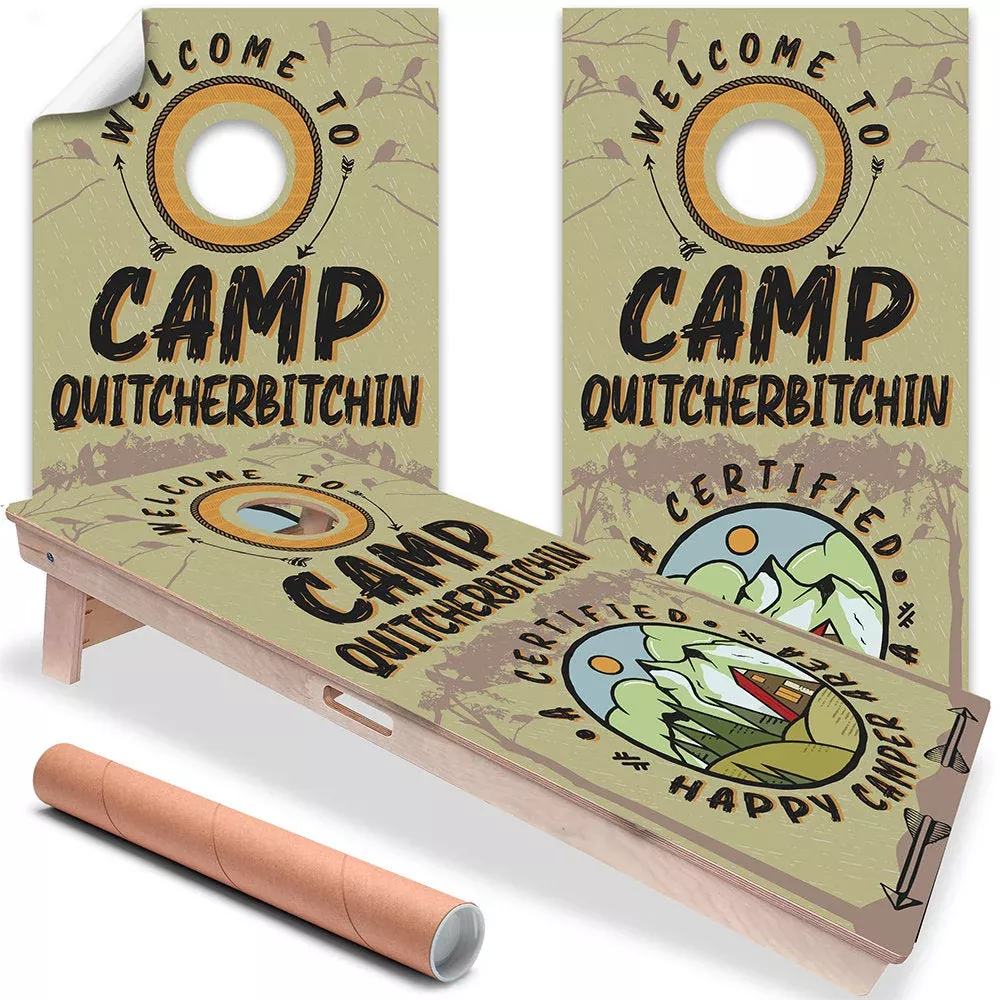 Camp Quitcherbitchin - Cornhole Board Wrap - Set of 2