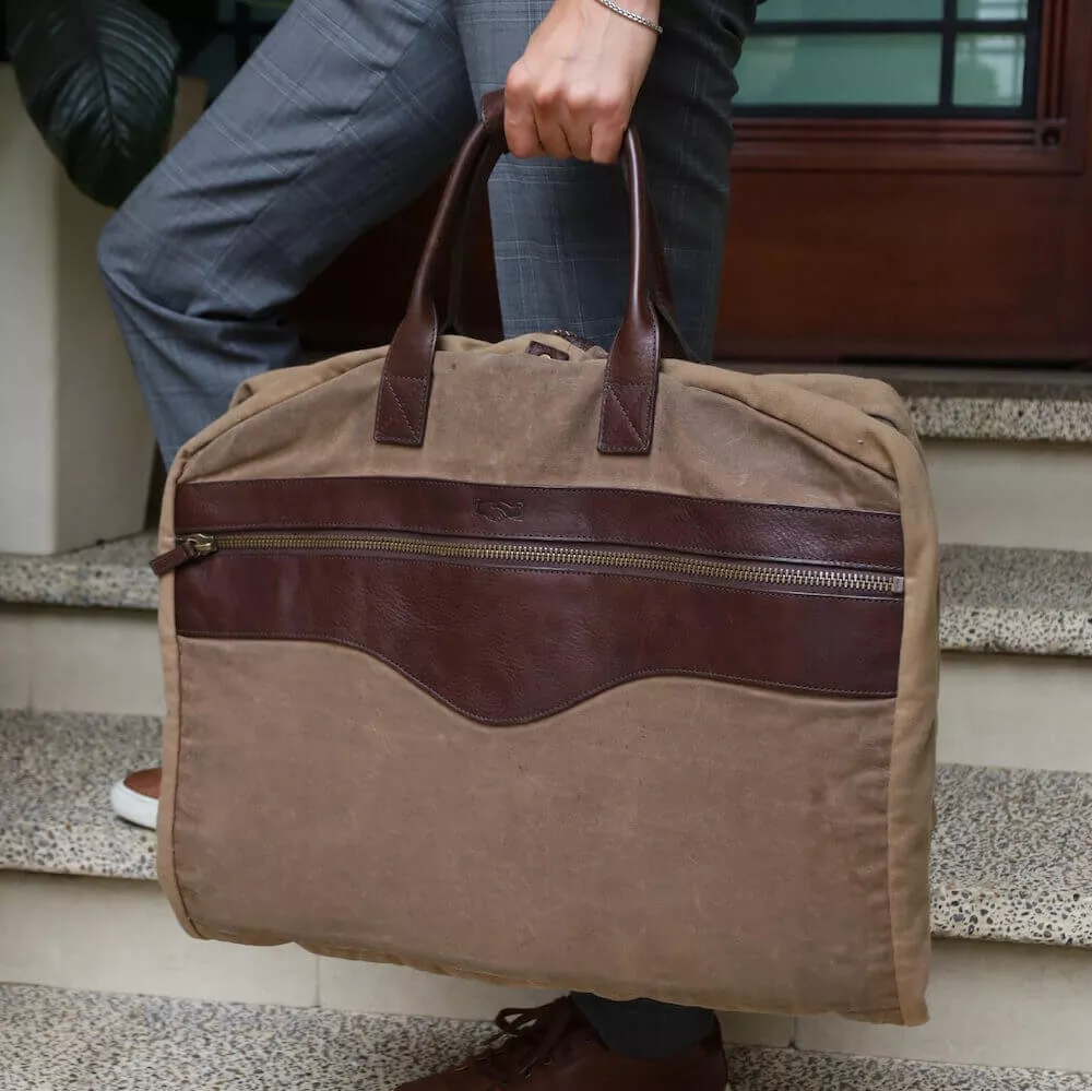 Campaign Leather & Waxed Canvas Garment Bag