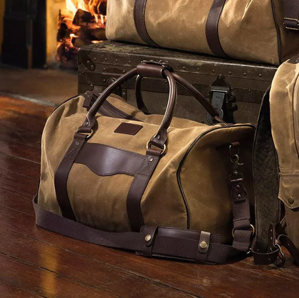 Campaign Leather & Waxed Canvas Medium Field Duffle Bag