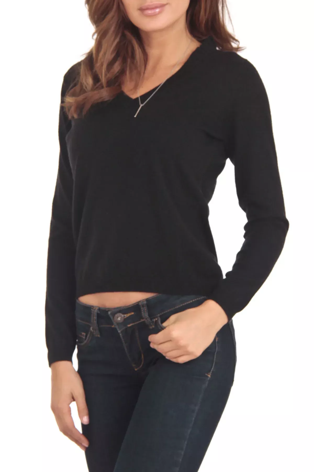 Cashmere Blend BlackV-Neck Sweater