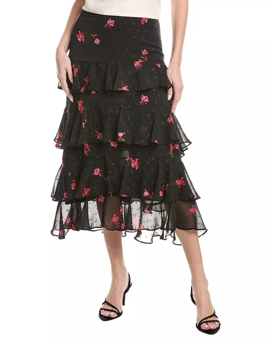 Cece Flounce Midi Skirt