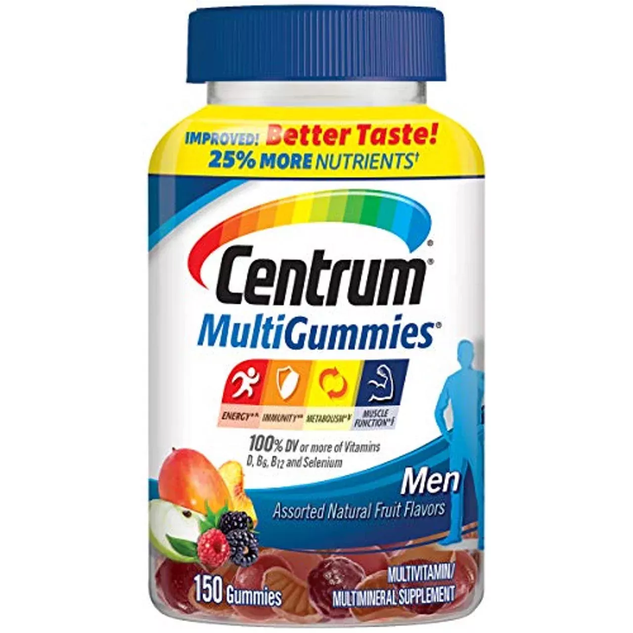 Centrum MultiGummies Gummy Multivitamin For Men, Multivitamin/Multimineral Supplement With Selenium, Antioxidants And Vitamin D3, Assorted Fruit Flavor