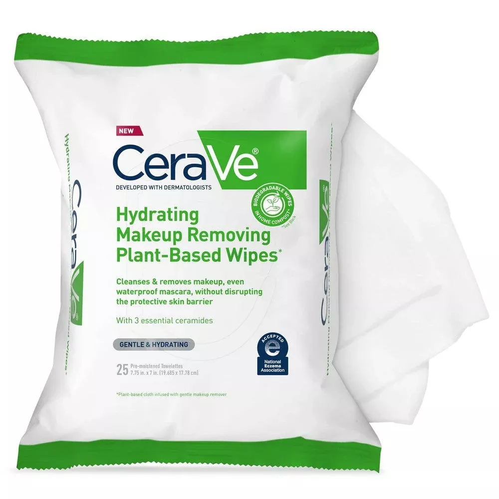 CeraVe Hydrating Makeup Removing Plant Based Wipes