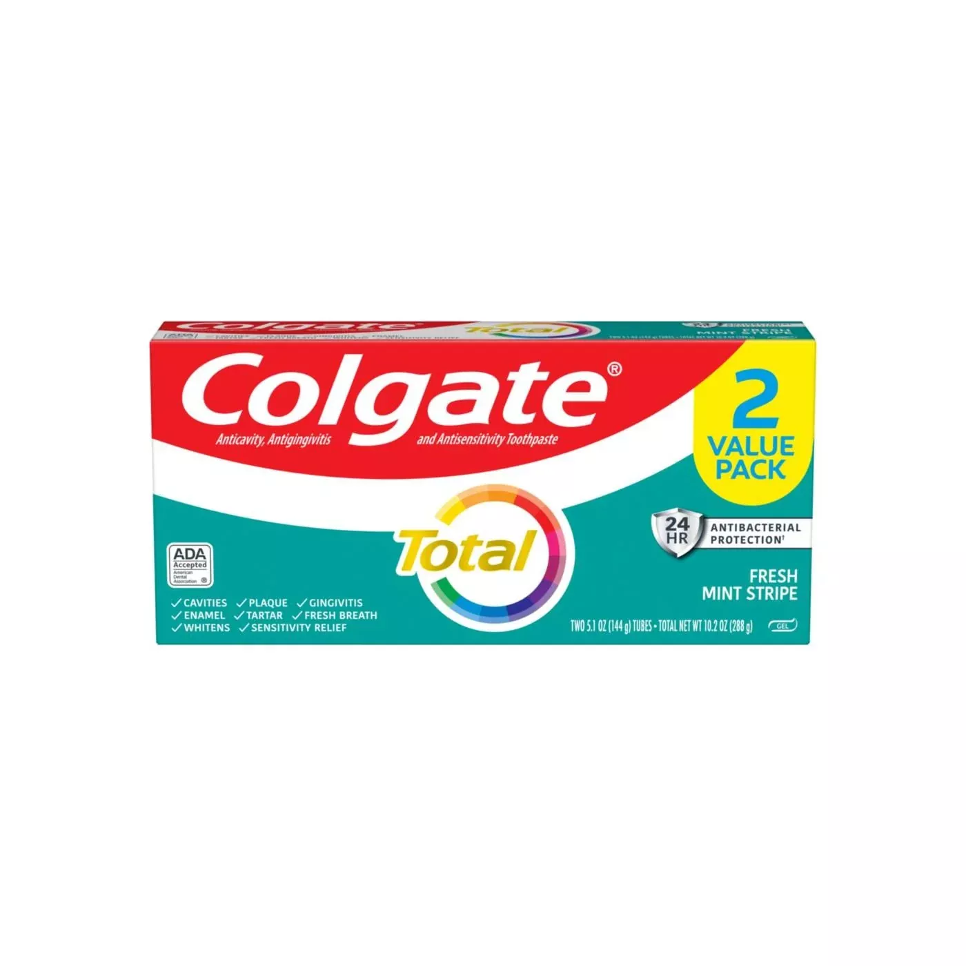 Colgate Toothpaste, Fresh Mint Stripe, 2 Value Pack, Gel