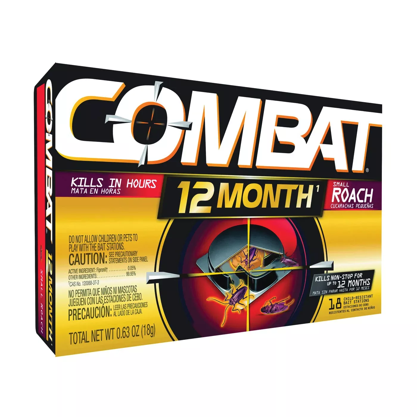 Combat Max Small Roaches 12 Month Roach Killing Bait Stations 18 Ct Box