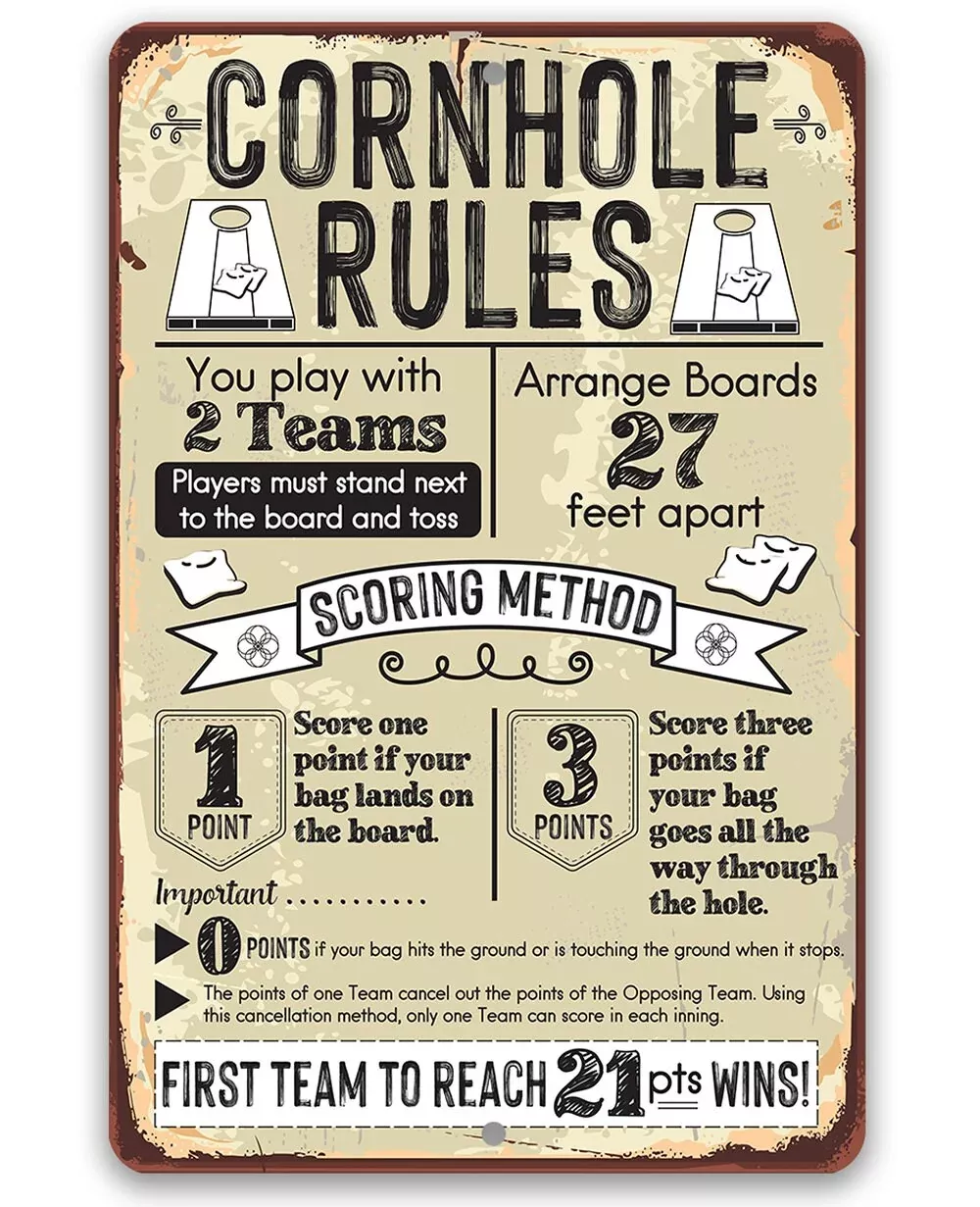 Cornhole Rules - Metal Sign