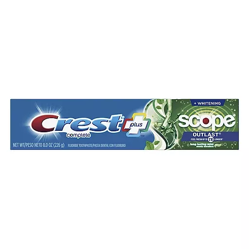 Crest Complete Plus Scope Toothpaste, Fluoride, Whitening, Outlast, Long Lasting Mint