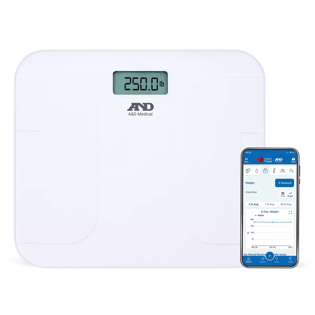 A&D Premium Wireless Weight Scale with Bluetooth Connectivity