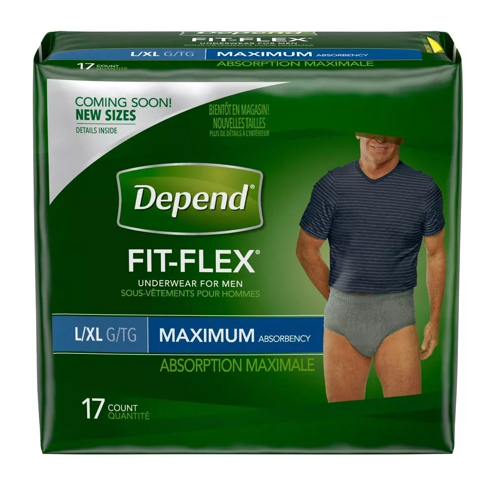 Depend Fit-Flex Underwear, For Men, Maximum Absorbency, L/XL