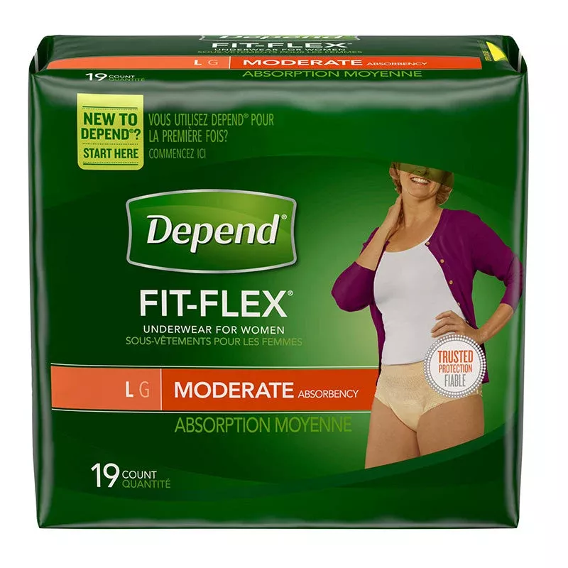 Depend Underwear, Moderate, Large 19 Pr