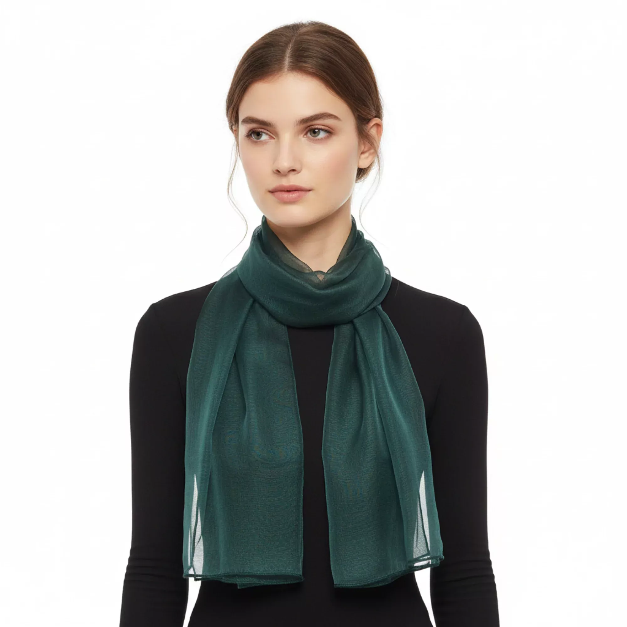 Dolce & Gabbana Forrest Green Solid Womens SilkScarf