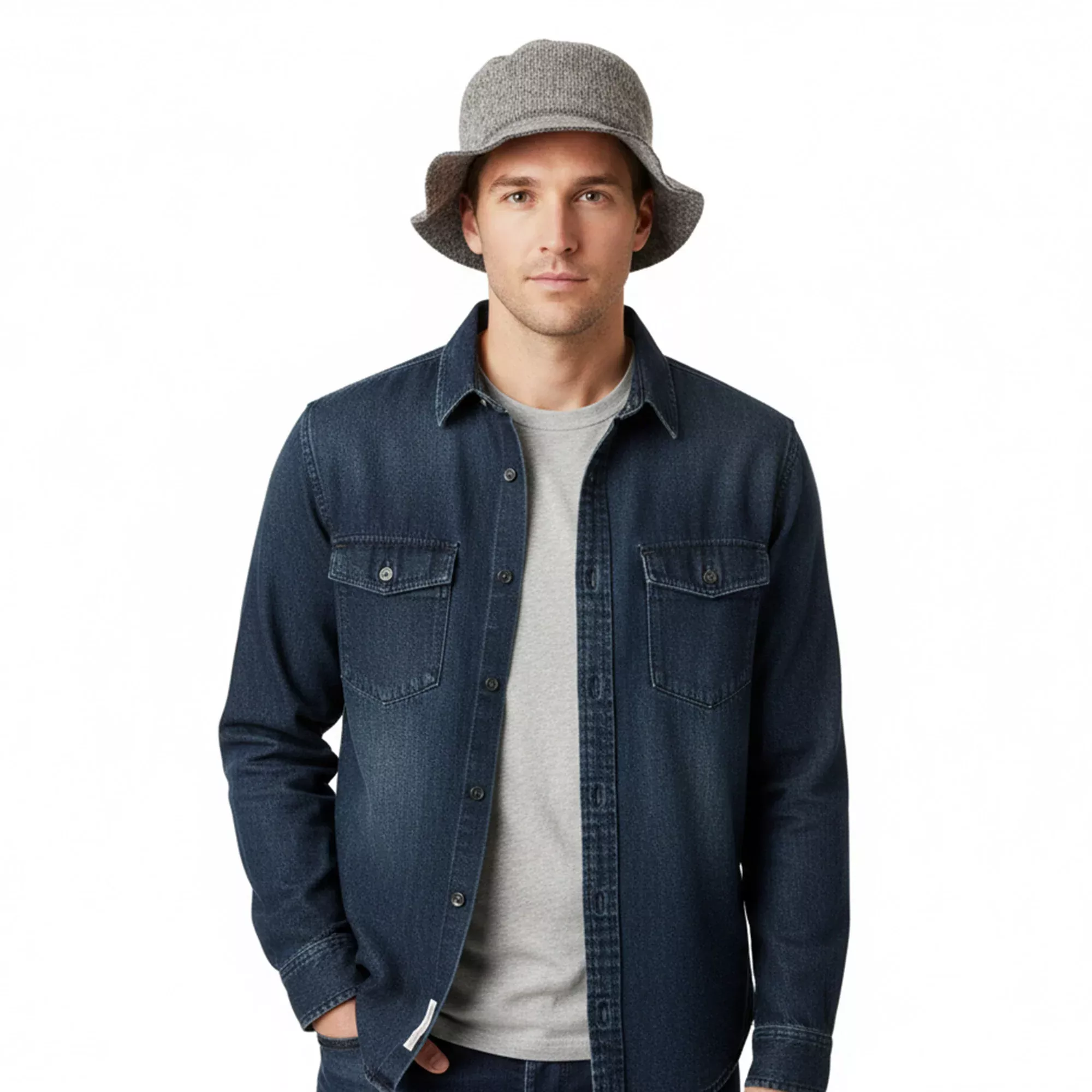 Dolce & Gabbana Lt GreyVirgin Wool Textured Bucket Hat - Winter Hat-