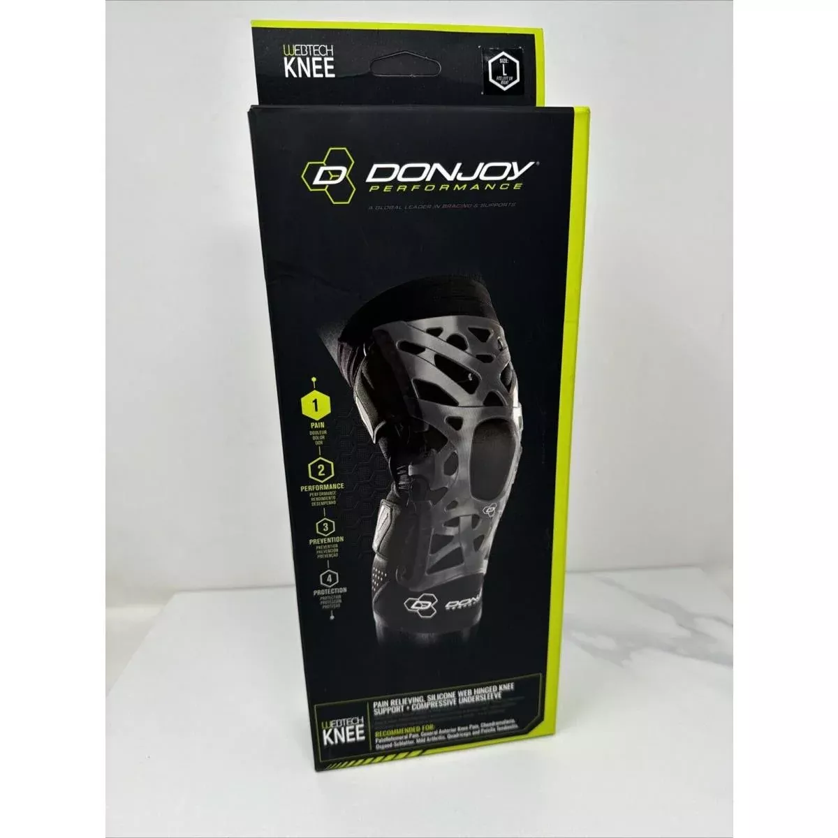 DonJoy Performance WEBTECH Knee Support Brace With Compression Undersleeve: Black, Large
