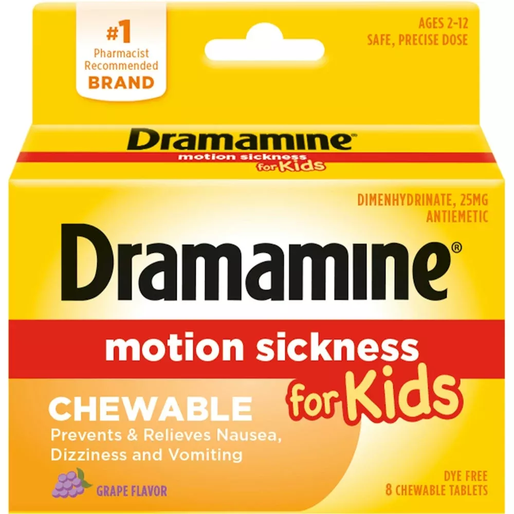 Dramamine KidsMotion Sickness ReliefChewable Tablets Grape8ct