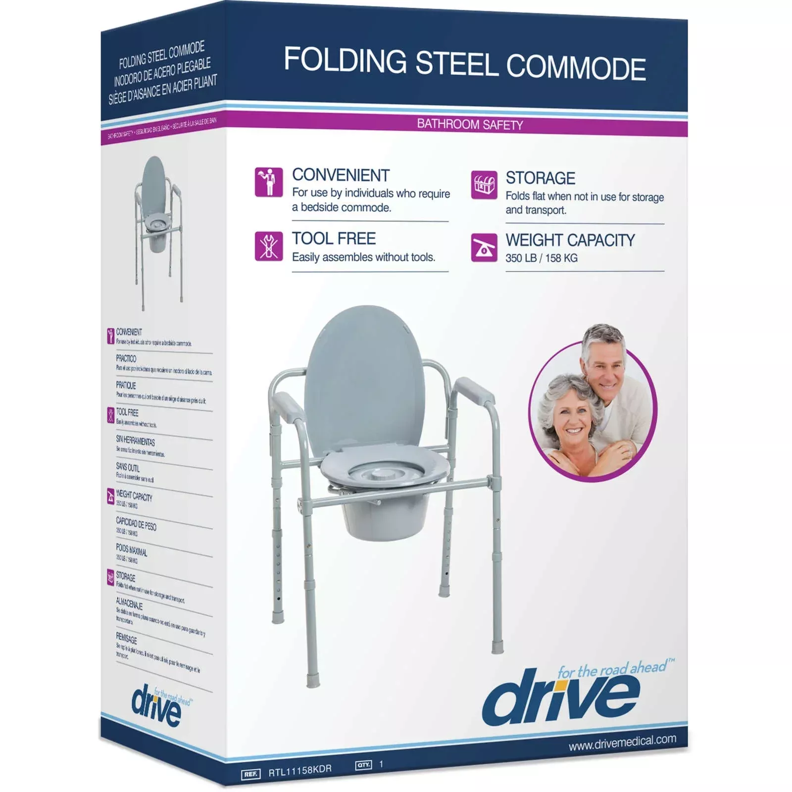 Drive Medical Steel Folding Frame Commode