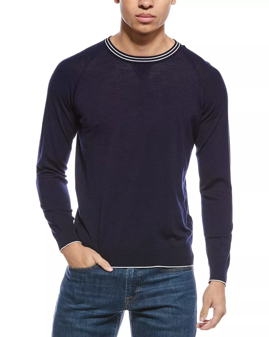 Eleventy Wool Round Neck Raglan Sweater