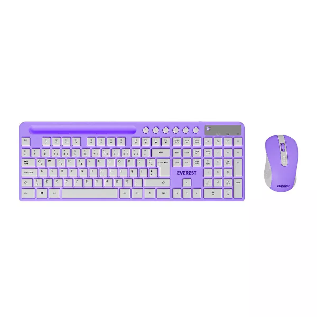 Everest Purple White Wireless Keyboard and Mouse Set KM-730 - Clutter-Free Computing, Adjustable DPI, Power Saving Mode