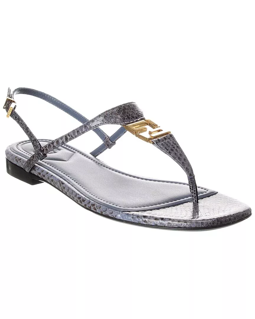 Fendi Ffold Snakeskin Sandal